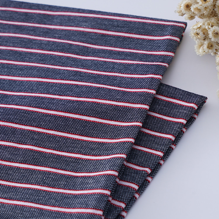 Durable And Good Texture Cotton Feel Haelthy Striped Knit Fabric For T-Shirt