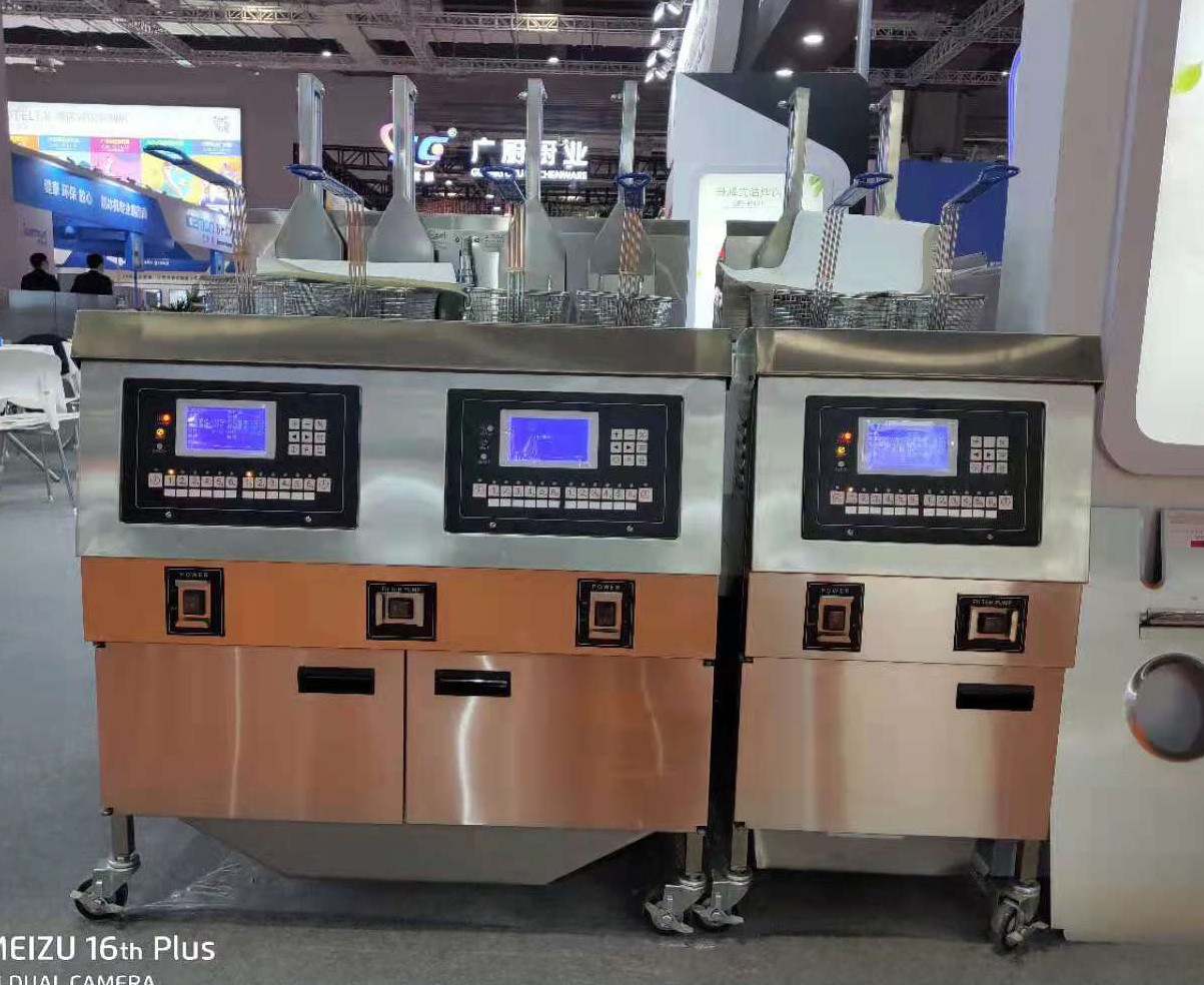 Auto Lift&Down Two Pots Four Baskets With Oil Filtration Electric Heating Chips Open Deep Fryer