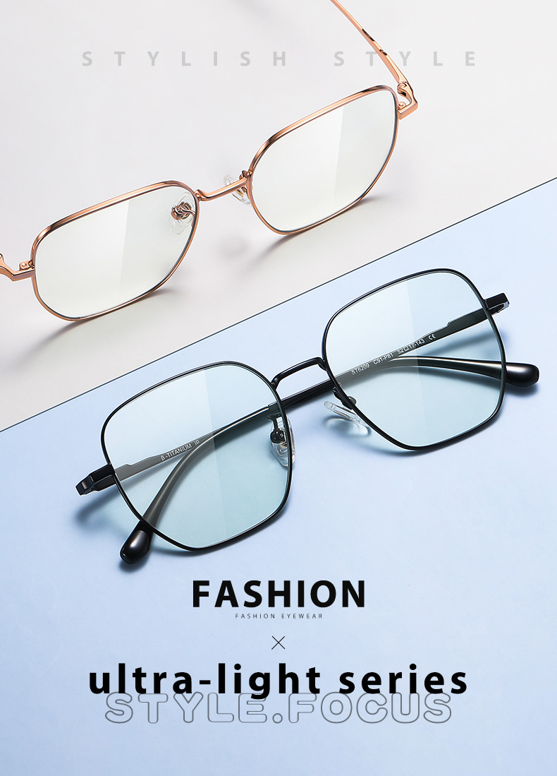 Polygonal Titanium Frame Glasses Blue Light Blocking Lens For Men And Women