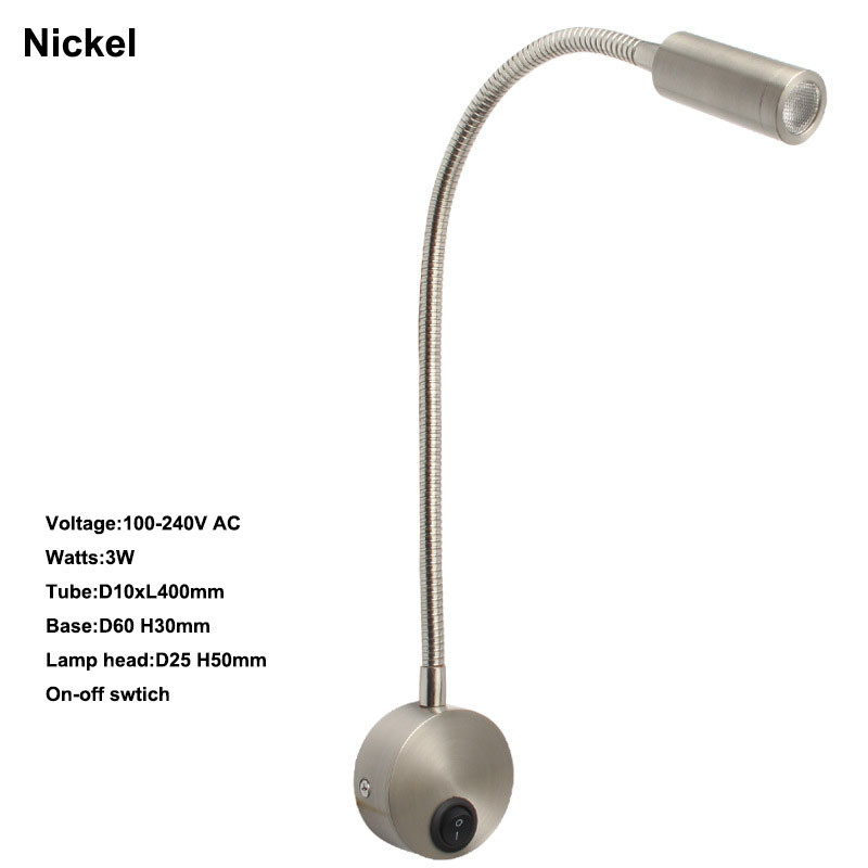 3W manufacturer Snake lamp Bedside Reading wall lamp Hotel Headboard lighting bed Wall Lamp Gooseneck Light