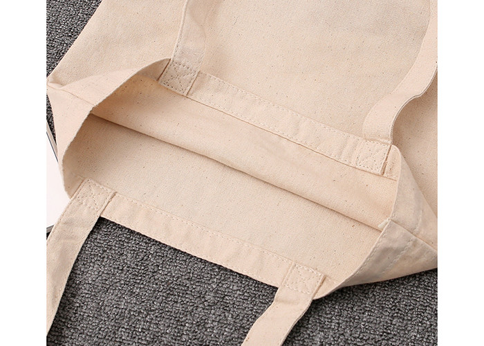Stylish Reusable Canvas Shopping Bags Natural Fabric OEM / ODM Service
