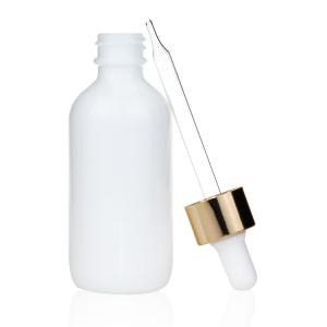 China 60ml Empty White Opal Boston Glass Bottle Cosmetic Packaging wholesale