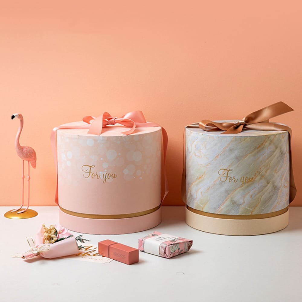 Dia 20cm Height 19cm Cylindrical Paper Box Gold Foil Hot Stamping