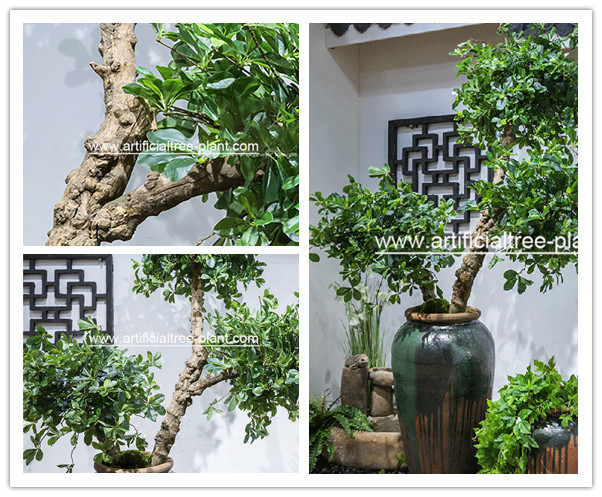 Green Money Plant Artificial Fortune Tree Water Jar Home Decoration ISO