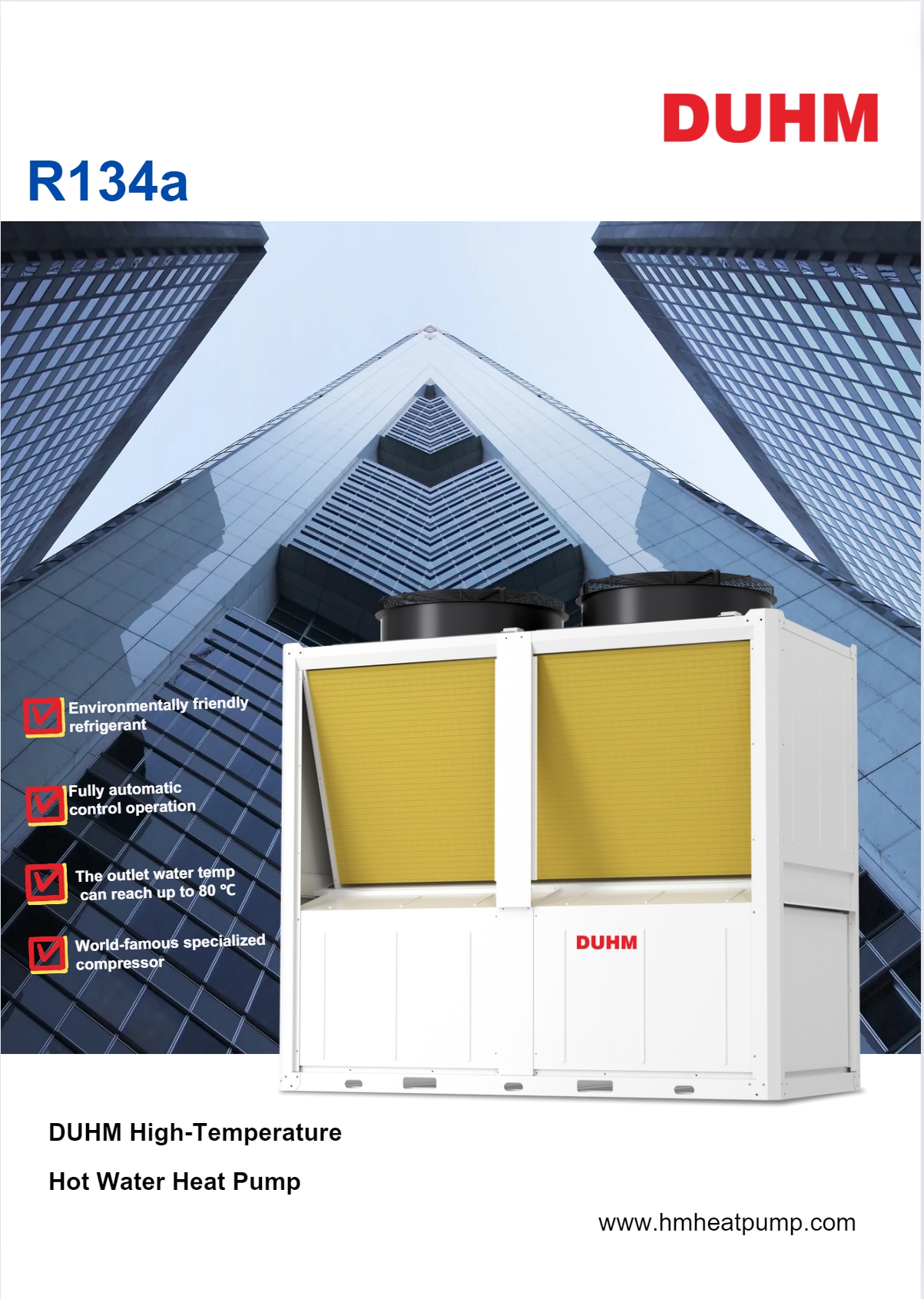 Instant / Tankless 120kw R134A Air Source Heat Pump For Commercial Industrial Water