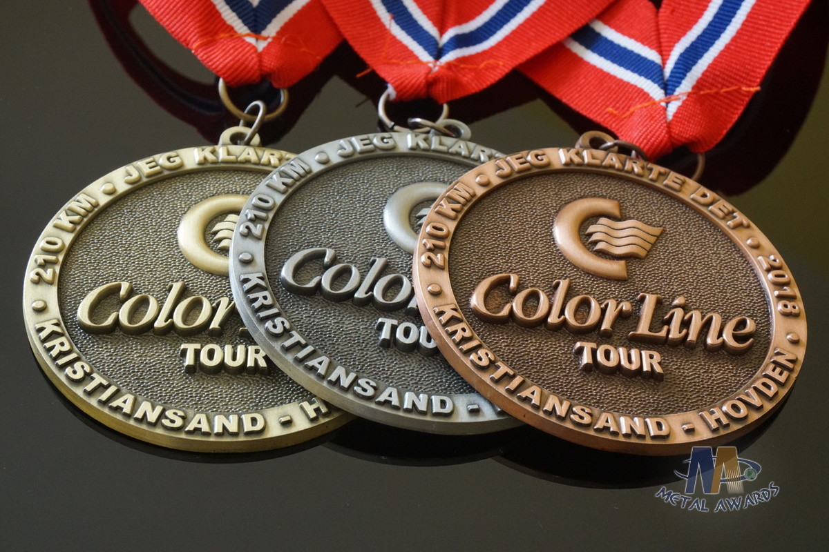 Noway Country Large Award Medals Recessed With Texture Antique Gold Silver Copper Plating