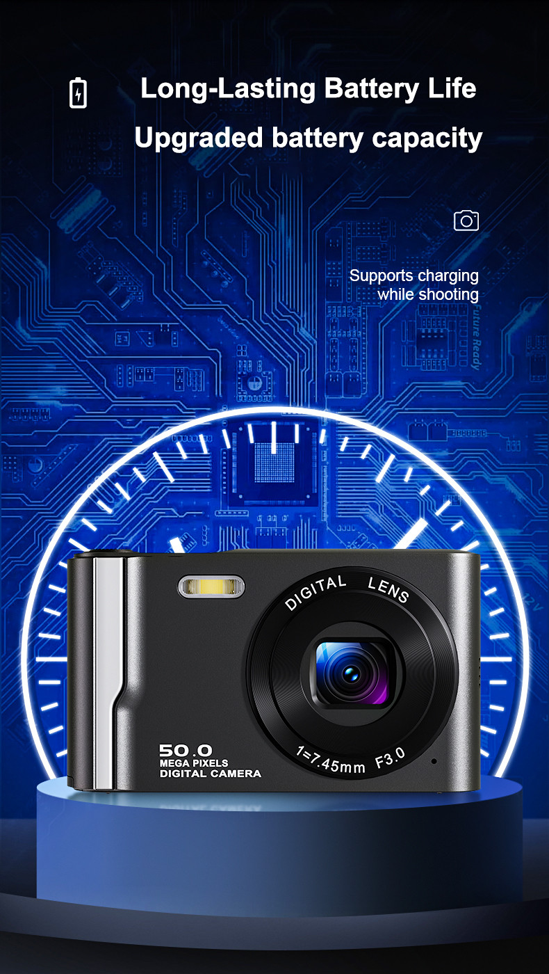 2.8inch 4K Digital Camera 16X Zoom Multiple Scene Modes Detachable Battery
