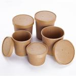 Cold Drink 230gsm Custom Packaging Kraft Brown Salad Paper Bowl