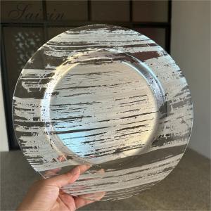 China Hot Sale Wedding Table Decoration Glass Charger Plates 33 cm Wedding Glass Charger Plates wholesale