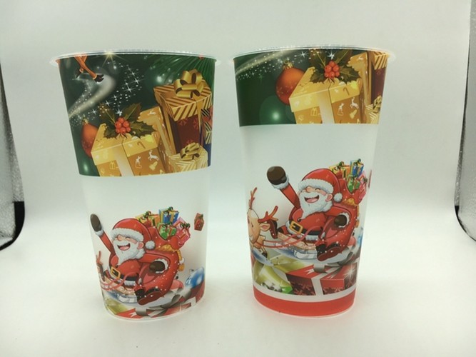 500ml disposable PP Plastic Cup with lids , Printed Plastic Cups
