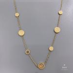 18 Karat Stainless Steel Gold Necklace Womens Round Openwork Pendant