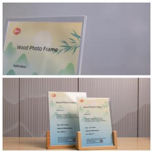 China Acrylic Photo Frame With Wood Base For Tabletop Display wholesale