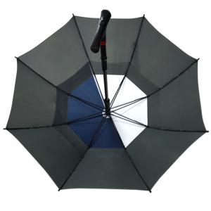 China Steel Shaft Two Layers Fabric Cane Handle Umbrella Windproof wholesale