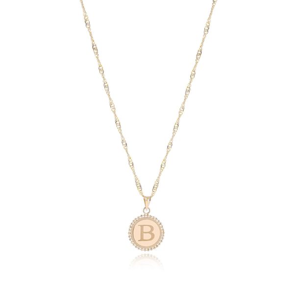 18K Gold ‘B’ Pendant Necklace