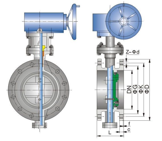 Three Eccentric Metal Seated Butterfly Valve Flange Type For Electric Power