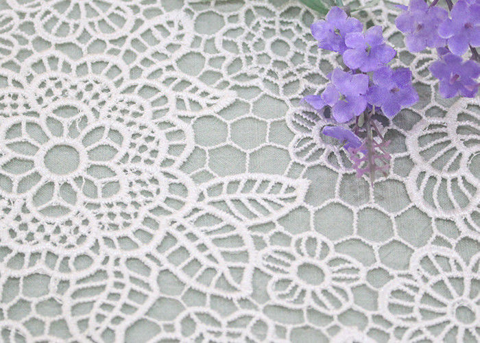 Wedding Dresses Water Soluble Lace Fabric With Chemical Polyester Floral Lace