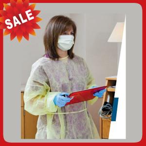 China Nonwoven Disposable Dressing Gowns Hospital Scrubs With Elastic Cuff Anti Blood wholesale