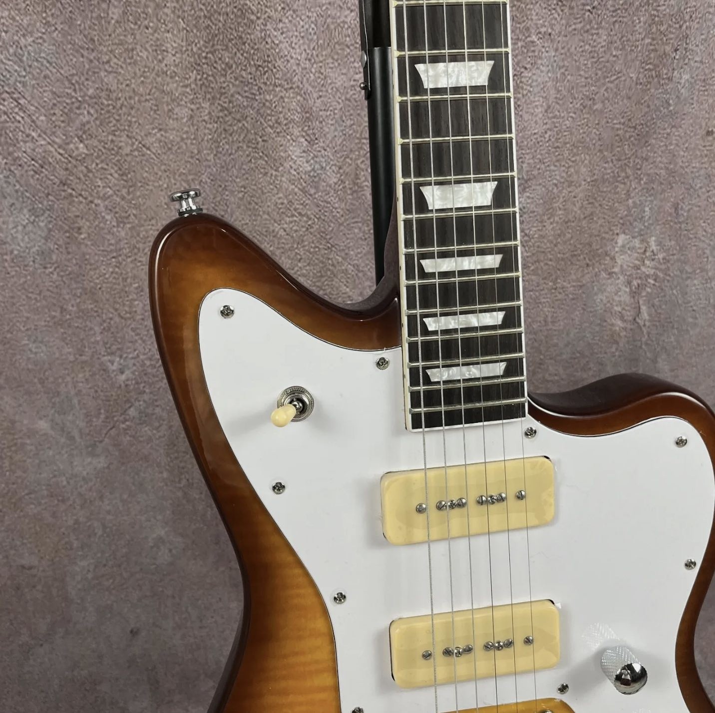 Custom Flamed Top Electric Guitar with P90 Pickups Solid Body Rosewood fingerboard
