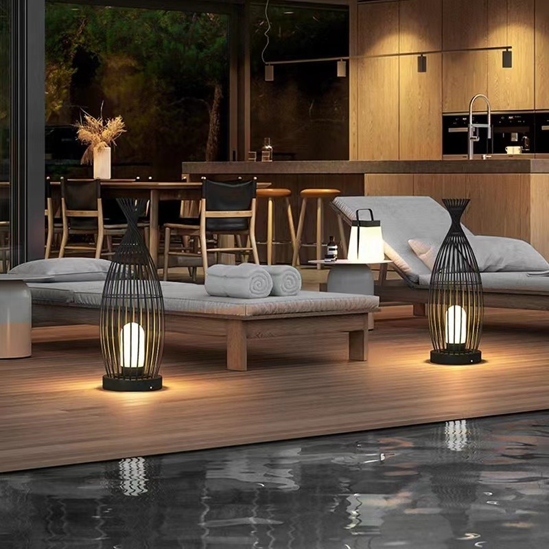 Pole LED Lawn Lights Iron Acrylic 200x550mm E27 220v Creative Garden Villa Garden Landscape