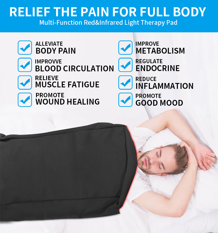 850nm Folded Full Body Red Light Therapy Product Sleeping Bag Heating Pad 160x60