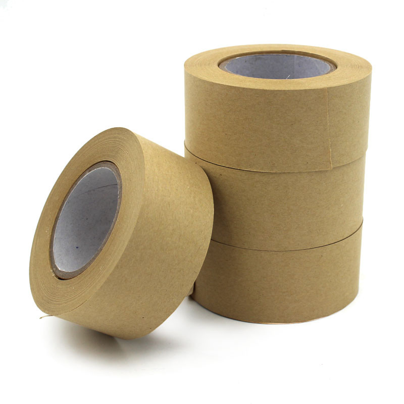 Eco Friendly Biodegradable Kraft Paper Package Tape Reinforced Custom Printed Gummed Kraft Paper Tape