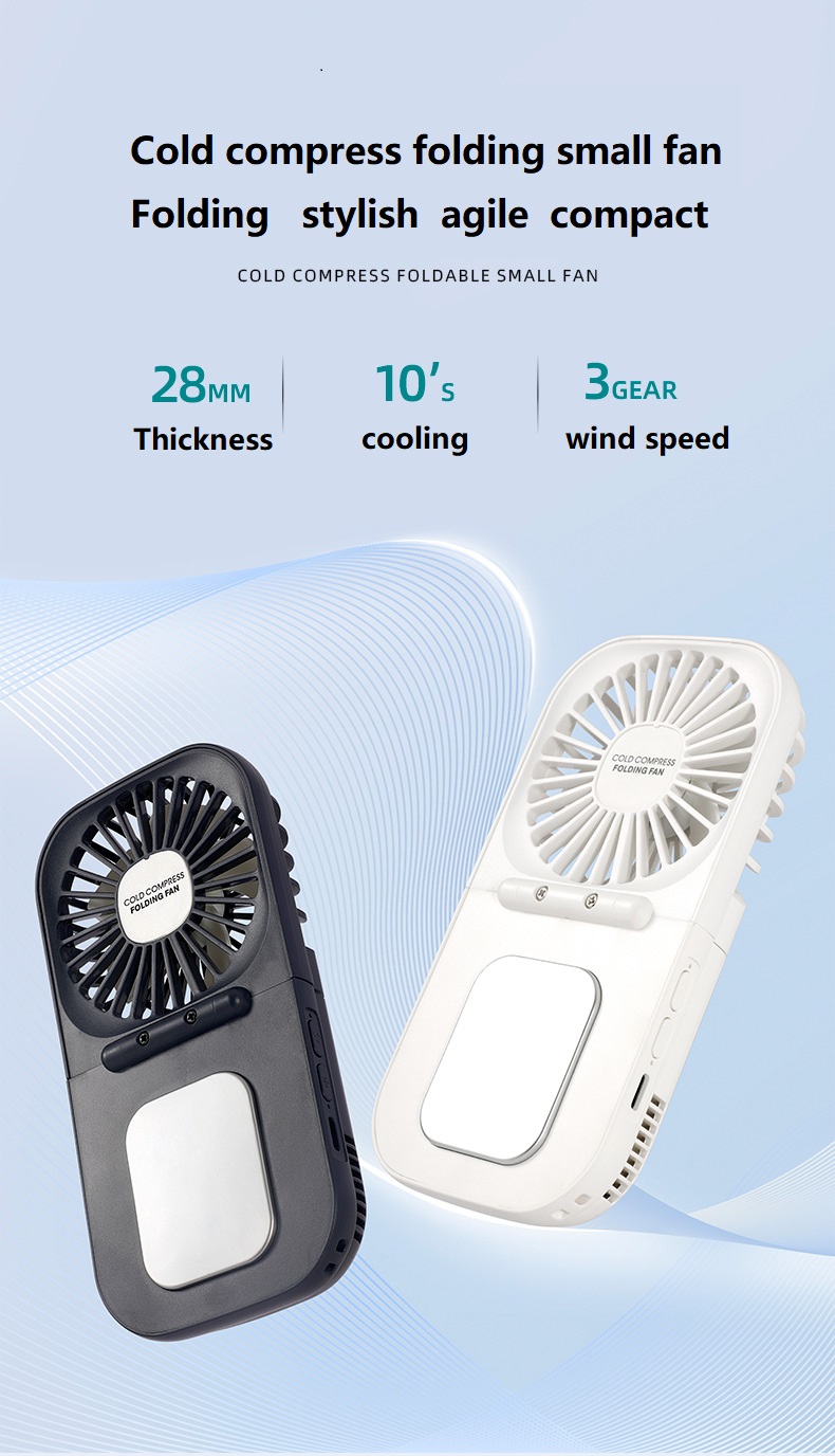 3.7V Cold Compress Handheld Folding Fan Portable Table Mini Fan for Neck Cooling Gift