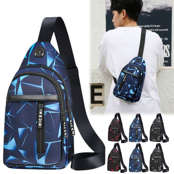 Men Anti Theft Chest Bag Short Trip Messengers Bags USB Charging Crossbody