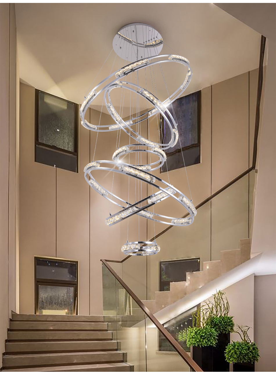 Luxury Crystal Living Room Chandelier Creative Ring Design Lobby Lamp(WH-NC-41)