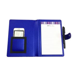 China Business PU Leather Notebook 40pp Hardcover Spiral Diary Blue With Notepad wholesale