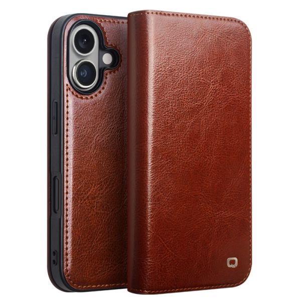 Suitable For IPhone16epromax Mobile Phone Case Genuine Leather Apple Flip Cover Stand Full Cover Protective Cover Card