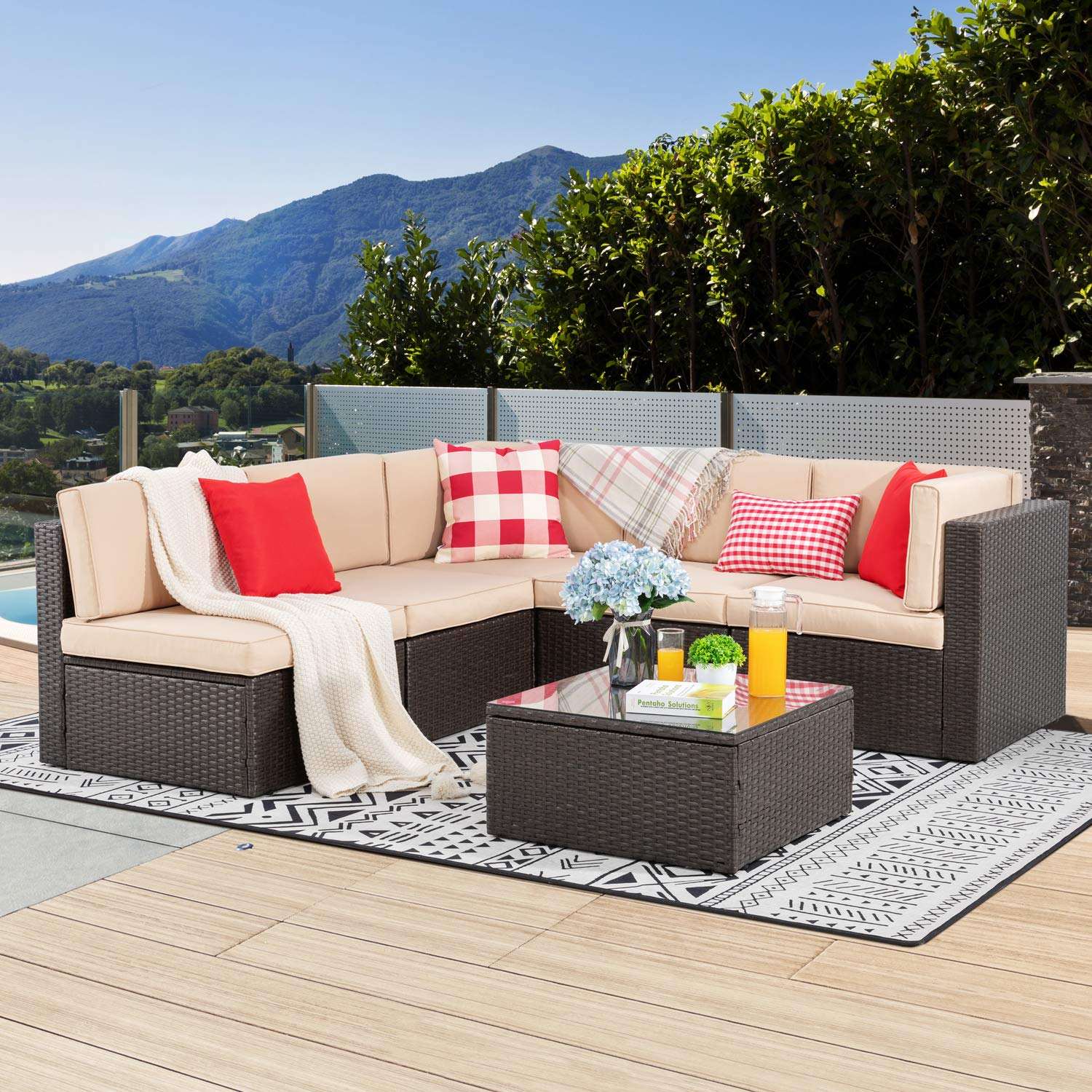 Courtyard Rattan Garden Sofa Set Customized Wicker Outdoor Couch