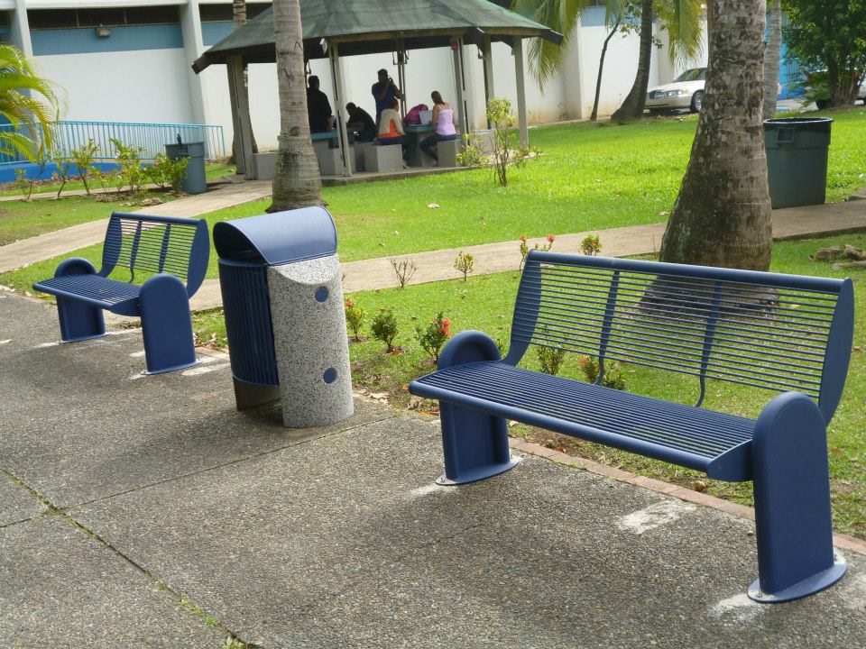 Modern Backless Outdoor Recycled Plastic Benches For Public Garden Landscaping
