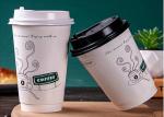 Double layer top grade logo printed disposable white paper coffee cups