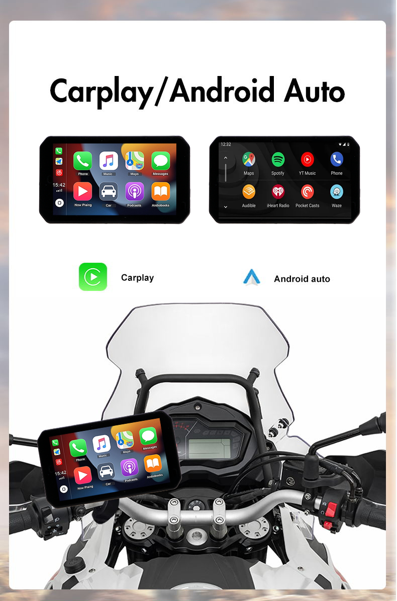 5 inch IPS Screen Waterproof Wireless Carplay Motorbike GPS Navigation Multimedia Player for motocycle