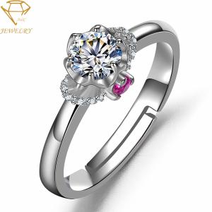 China Adjustable Personalized Diamond Ring Rose 18K Silver Plating wholesale