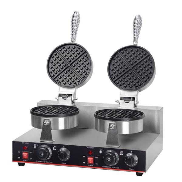Temperature Controlled Waffle Making Machine Double Head Stainless Steel Waffle