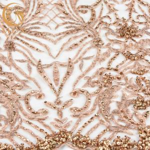 China Exquisite Luxury Beaded Wedding Dress Fabric Decoration 3D Embroidery wholesale