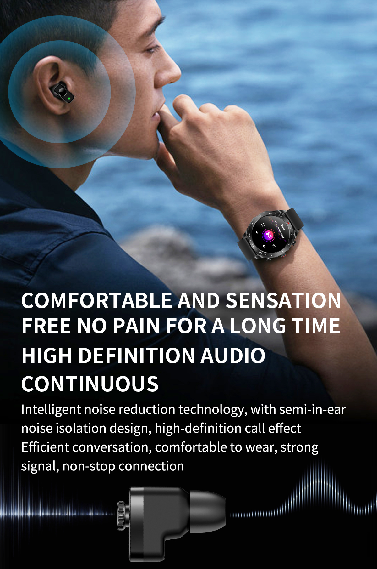 IPS Screen TWS Smart Watch Wireless Earbuds And Calories Tracker Smartwatch 2 In 1 Earphone