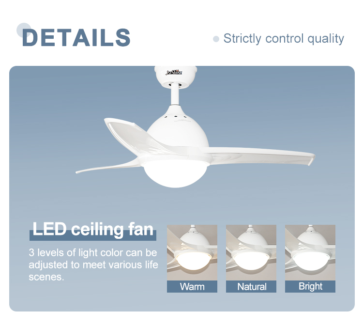 1stshine Ceiling Fan with Remote Control Energy Saving 3 ABS Blades Natural Wind Type