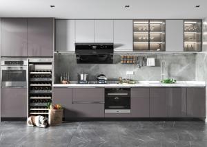 China Modern White Marble Kitchen Cabinet With Solid Wood Doors wholesale