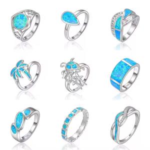 China Engagement Wedding Stone Sterling Opal Jewelry Rings White Gold Plated wholesale