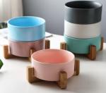 15.5*7cm Ceramics Bamboo Shelf Pet Food Dispenser
