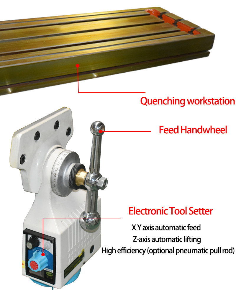 Small Turret Vertical Milling Machine 5H Milling Head Table Size 1370x305