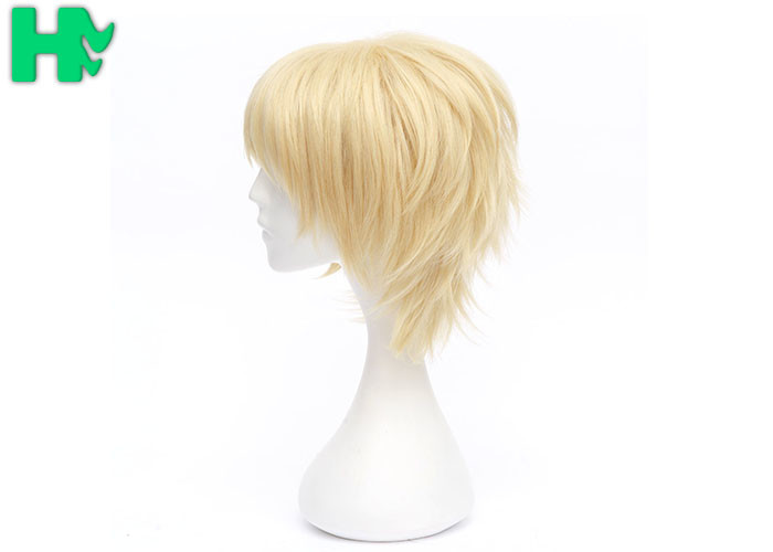 Male White Cosplay Wig , Short Human Hair Cosplay Wigs Customized