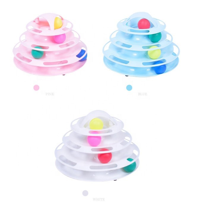Interactive Funny Cat Track Toy , Cat Roller Toy Pink / White / Blue Color