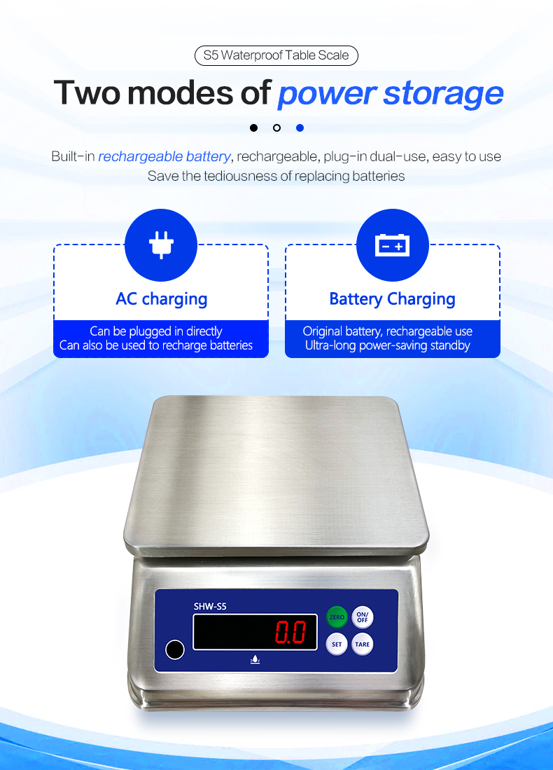 15kg S5 Double Screen Stainless Steel Waterproof Table Electronic Scale for -10 C-40 C