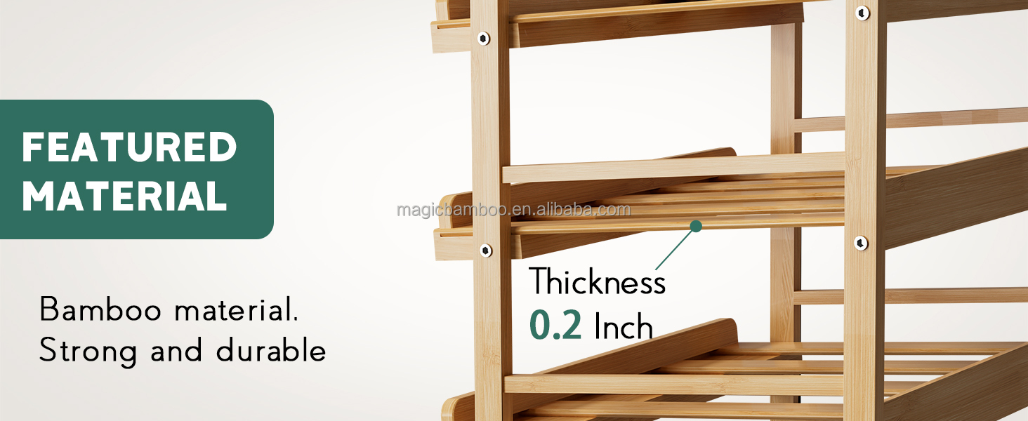 Food 3 Tier Stackable Bamboo Can Holder Storage Organizer with Sustainable Label Sticker