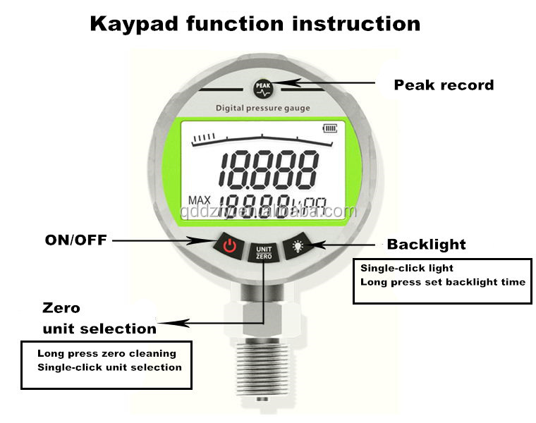 100mm Precision Test Pressure Gauge Digital Manometer With Rubber Protective Cover