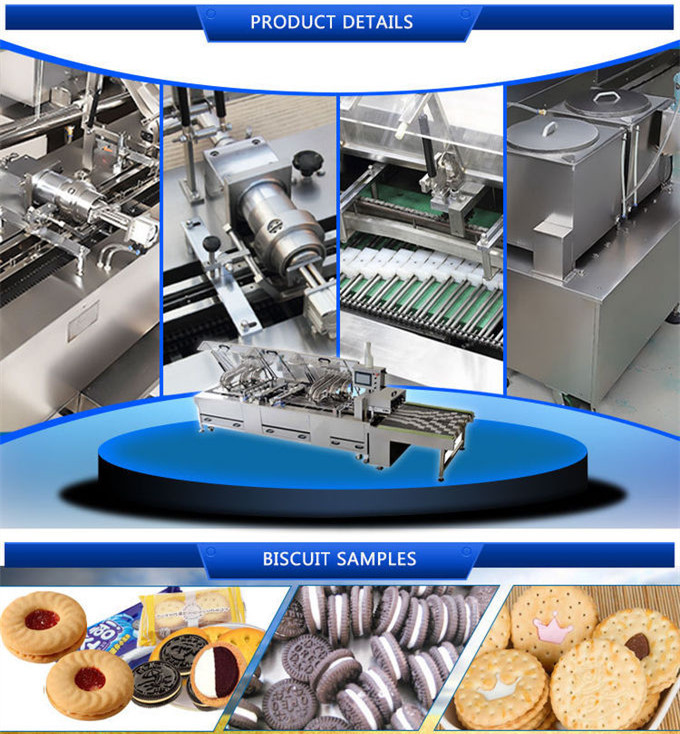 PLC Controlled Cream Sandwich Biscuit Packing Machine Sandwich Packaging Machine