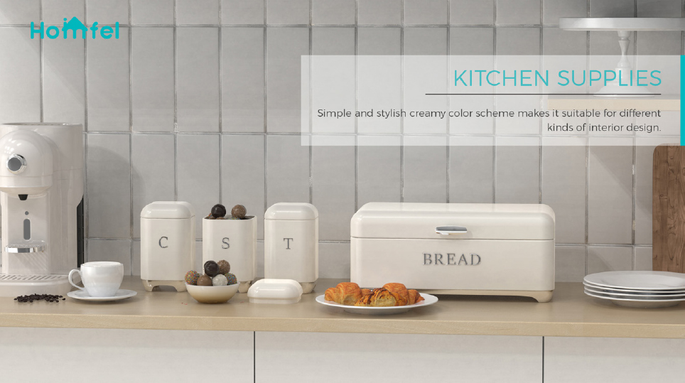 Storage Solution Crown Series Metal Bread Bin Set Tea Can Coffee Can Kitchen Storage Bread Containers Kitchen Organizer Can
